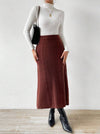 Parien Solid High Waist A-line Knit Skirt