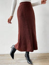 Parien Solid High Waist A-line Knit Skirt