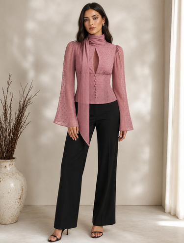 Parien Swiss Dot Chiffon dusty pink Blouse