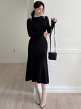 Parien Wrap Hollow Out Fitted Sweater Dress