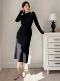 Parien Wrap Hollow Out Fitted Sweater Dress