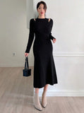 Parien Wrap Hollow Out Fitted Sweater Dress