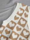 Parien heart & Checker Pattern Sweater Vest