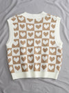 Parien heart & Checker Pattern Sweater Vest