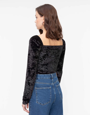 Parien Black Crushed Velvet Top