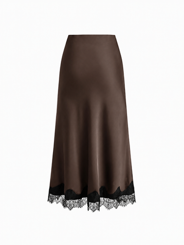 Parien Silk High Rise Lace Panel Skirt