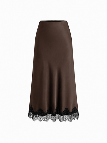 Parien Silk High Rise Lace Panel Skirt
