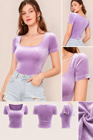 Scoop Neck Fitted Velvet Top