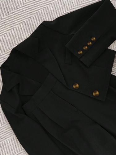 Short Sleeve Blazer Jacket & Pants Suit