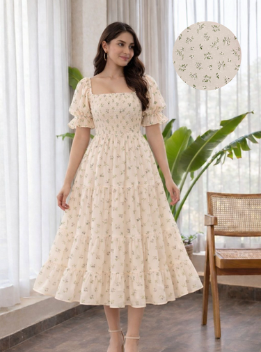 Parien Ditsy Floral Sleeve  Dress
