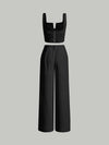 Parien Plain Straps Top and Wide Leg Pants( pre order