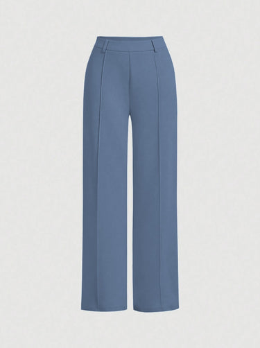 Solid Button Front Vest Jacket & Seam Front Pants
