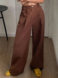 Solid Color Pocket Wide Leg Loose Casual Pants