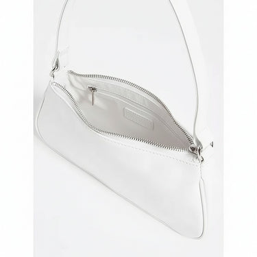 Solid Shoulder Bag with Zip Closure-Cream