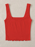 Sweetheart Neck Casual Knitted Tank Top