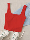 Sweetheart Neck Casual Knitted Tank Top