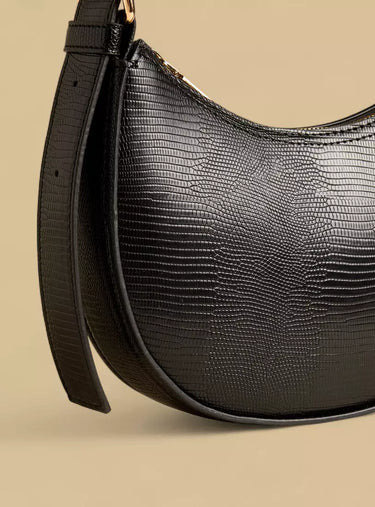 Textured Shoulder Bag with Zip Closure