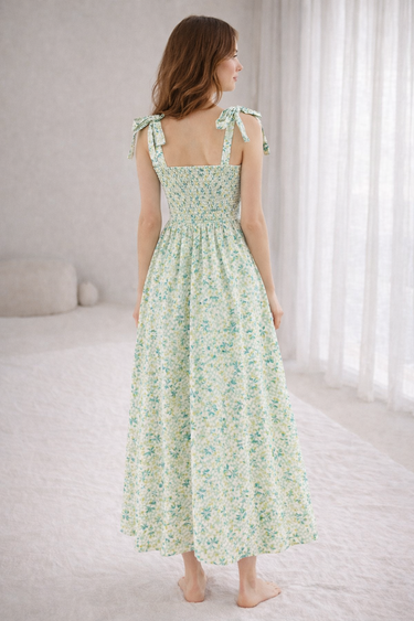 Tie Shoulder Ruched Floral Cami Dress
