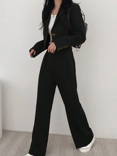 Short Sleeve Blazer Jacket & Pants Suit
