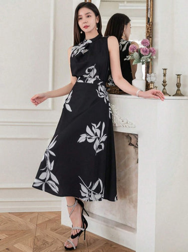 Two piece Halter Sleeveless Top & A-Line Skirt Set
