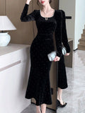 Vestidos Black Velvet Mermaid Dress