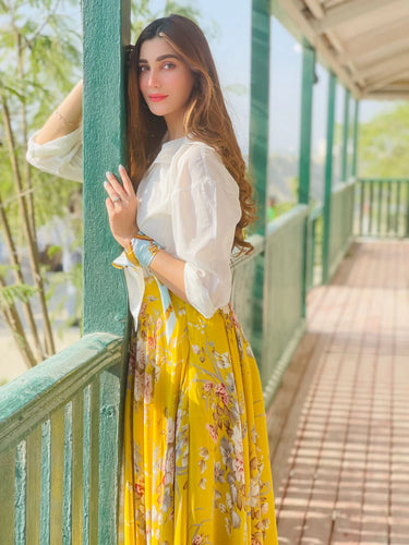 Parien Floral Print High Waist Skirt