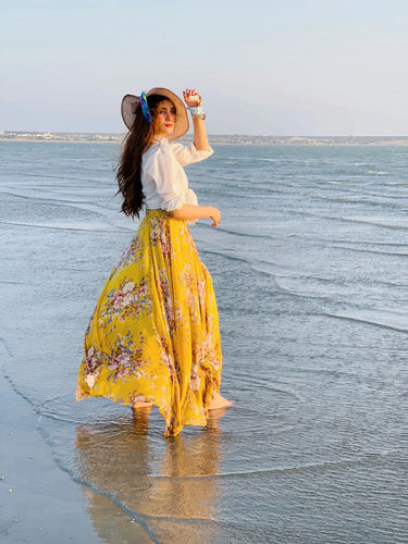 Parien Floral Print High Waist Skirt