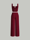 Parien Plain Straps Top and Wide Leg Pants( pre order