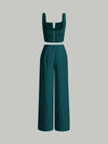 Parien Plain Straps Top and Wide Leg Pants( pre order