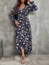 Parien Ditsy Floral Print Flounce Sleeve Ruffle Hem Dress