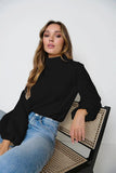 BLACK Turtleneck Irregular Collar Drape Shirt (CLEARANCE SALE)