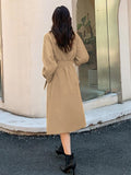 Double Breasted Raglan Sleeve Belted Trench Coat