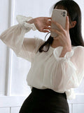 Chiffon Shirt With Ruffle Sleeves