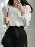 Chiffon Shirt With Ruffle Sleeves