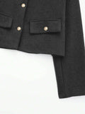 Dark Grey Wool Old Money Style Jacket