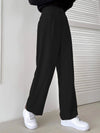 Zipper Fly Plicated Detail Straight Leg Pants