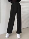 Zipper Fly Plicated Detail Straight Leg Pants