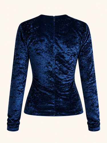 Parien Crushed Velvet Navy Top