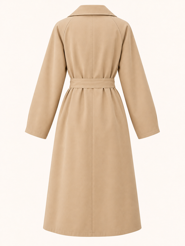 Double Breasted Raglan Sleeve Belted Trench Coat (CLEARACNE SALE)