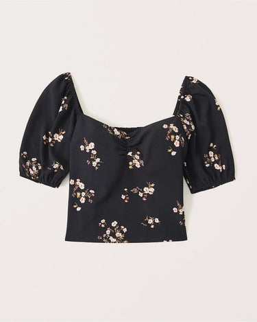 Parien Ditsy Floral Black Top