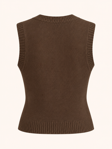 Coffee brown Cable Knit Sweater Vest Without Blouse