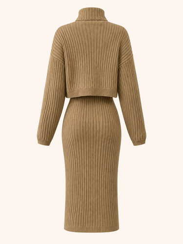 Parien Turtleneck Drop Shoulder Sweater & Knit Skirt