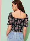 Ditsy Floral Shirred Top