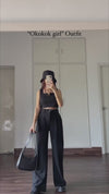 Parien Plain Straps Top and Wide Leg Pants( pre order