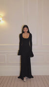 Parien Luxe Ruffle Sleeve Black Dress(Pre-Order)