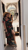 Floral And Tropical Print Belted Wrap Dress( Clearance sale)