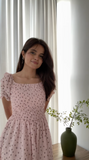 Parien Square Puff Sleeve Ruffle Dress