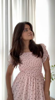 Parien Square Puff Sleeve Ruffle Dress