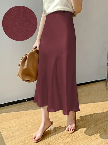Parien Mauve Plum High Waist A-line Skirt