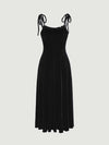 Parien Knotted Shoulder Velvet Cami Dress